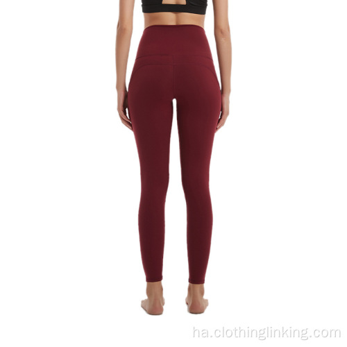 Mata High Waist Yoga Pants tare da Aljihuna